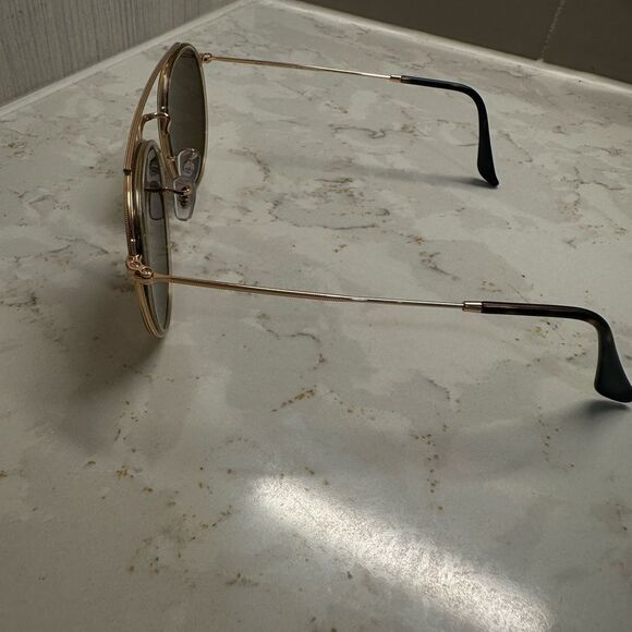 Ray-Ban Gold and Brown Round Double Bridge Polarized Sunglasses - Picture 5 of 11